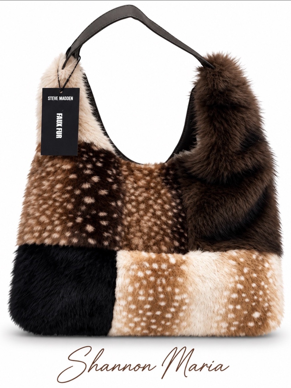VIRAL Y2K Brown Multi  *NWT* Steve Madden Patchwork Faux Fur Hobo Bag